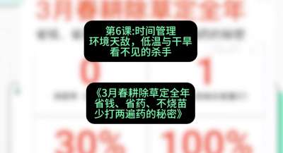 第6节：时间管理环境天敌，低温与干旱&mdash;&mdash;看不见的杀手，课程：《3月春耕除草定全年：省钱、省药、不烧苗、少打两遍药的秘密》